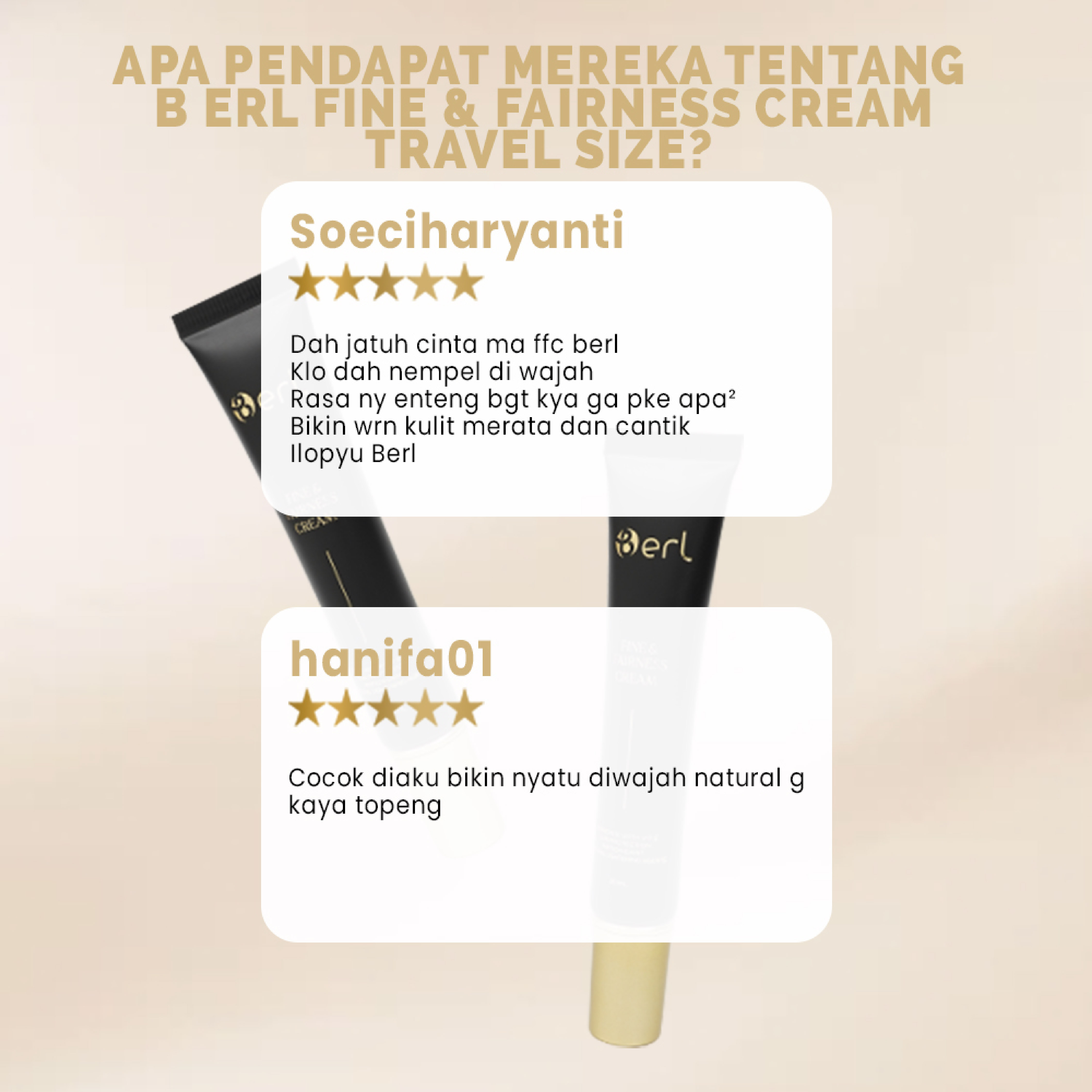 B ERL FINE AND FAIRNESS CREAM TRAVEL SIZE NL  20 ML